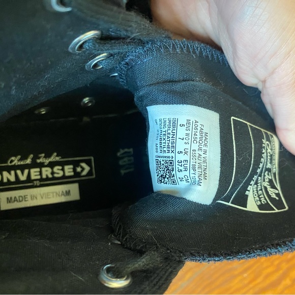 Converse Chuck 70 De Luxe Heel Leather Shoe - Black Monochrome - Picture 6 of 9